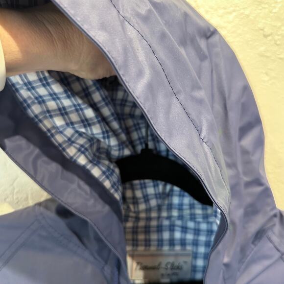 Thermal-Slicks Size XL Rain Jacket Coat Blue Plaid Lining Hooded - Picture 13 of 13